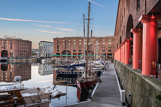 Albert Dock in Liverpool The regenerated Albert Dock on Liverpool's waterside liverpool england stock pictures, royalty-free photos & images