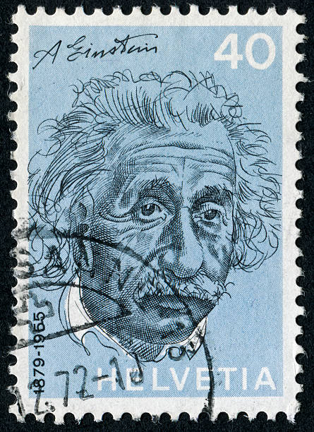 Albert Einstein Stamp Richmond, Virginia, USA - June 17, 2012:  Cancelled Stamp From Switzerland Commemorating Albert Einstein. Einstein Was A Theoretical Physicist Known Best For His Theory Of Relativity. e=mc2 stock pictures, royalty-free photos & images