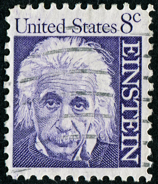 Albert Einstein Stamp "Richmond, Virginia, USA - February 17th, 2012: Cancelled 8 Cents United States Of America Stamp Commemorating Albert Einstein.  Einstein Was A Theoretical Physicist Known Best For His Theory Of Relativity." albert einstein stock pictures, royalty-free photos & images