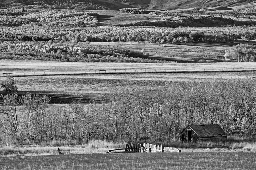 Rustic farm and barn in rural Alberta Canada