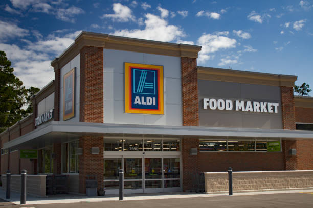 Aldi Food Market Shoppers in the United States may have inadvertently helped to fund North Korea's nuclear fuel program, as it was learned this week that Aldi sold salmon prepared by North Korean workers in China. lidl stock pictures, royalty-free photos & images