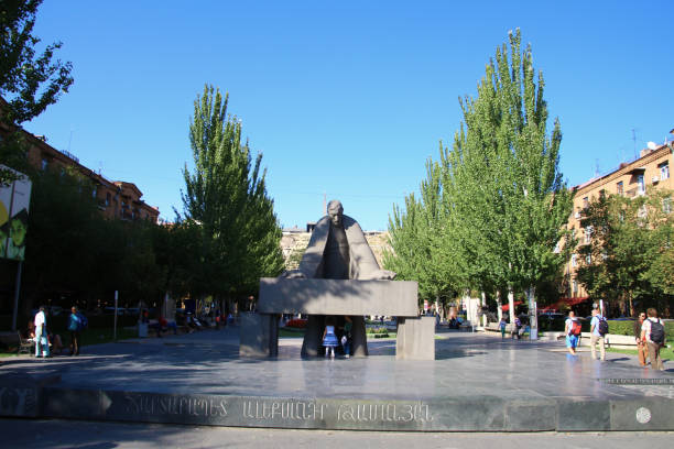 Alexander Tamanyan Statue, Yerevan Cascade, Armenia stock photo