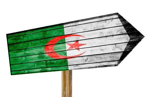 Algeria Flag wooden sign isolated on white
