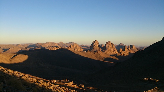 Hoggar Mountains at sunset, Assekrem, Tamanrasset, Algeria