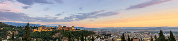 Alhambra of granada during sunset time,Spain stock photo