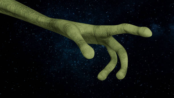 Alien pointing a finger stock photo