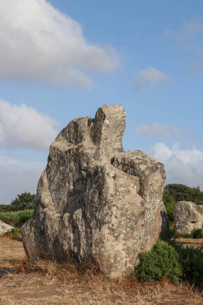 Alignment of Kerzerho - rows of menhirs in Brittany stock photo
