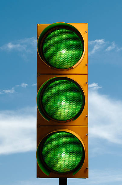 All green traffic light stock photo