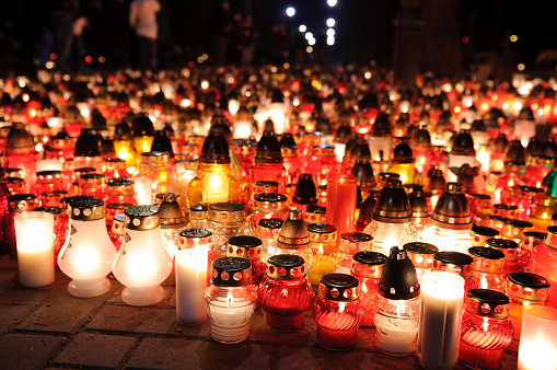 Candles on the graveyard on the