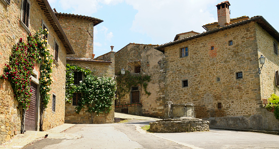 Old houses in the ancient village of Volpaia, Chianti region. Tuscany, Italy.