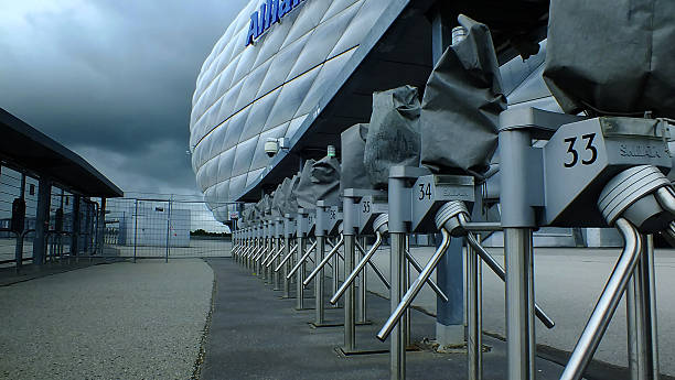 allianz arena soccer field main entrance - bayern stok fotoğraflar ve resimler