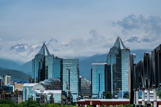 Almaty city Panoramic aerial view Almaty city, Kazakhstan kazakhstan stock pictures, royalty-free photos & images