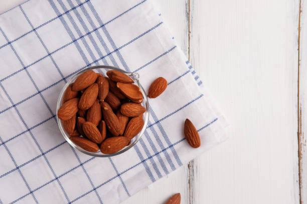 Almond in cup. stock photo