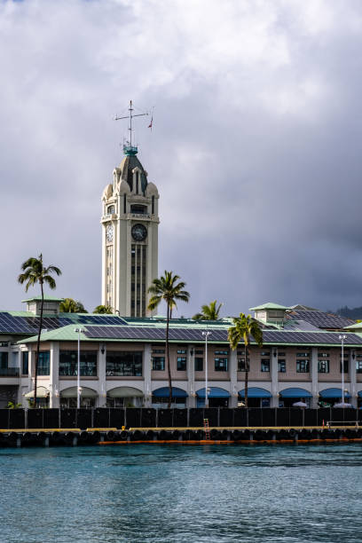 Aloha Tower Viewed from the Water stock photo