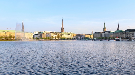 Alster lake panorama (16:9) - Hamburg, Germany