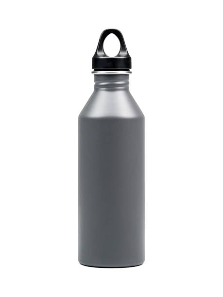 Aluminium sport bottle Aluminium sport bottle isolated on a white background photo. Reusable drinking flask. reusable water bottle stock pictures, royalty-free photos & images
