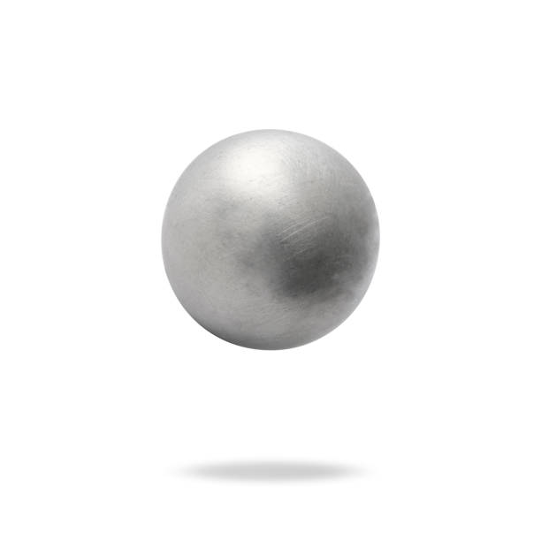 Aluminum ball in mid-air. stock photo
