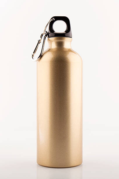 Aluminum bottle water Aluminum bottle water isolated white background reusable water bottle stock pictures, royalty-free photos & images