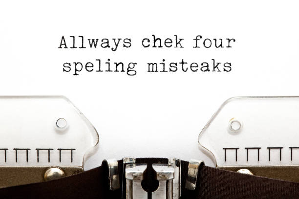 Always Check For Spelling Mistakes Typewriter Concept Text with errors Always Check For Spelling Mistakes typed on vintage typewriter with copy space. linguistics stock pictures, royalty-free photos & images