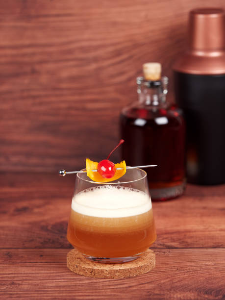 Amaretto sour cocktail stock photo