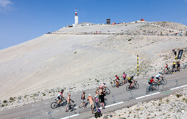 Amateur Cyclists on Mont Ventoux stock photo