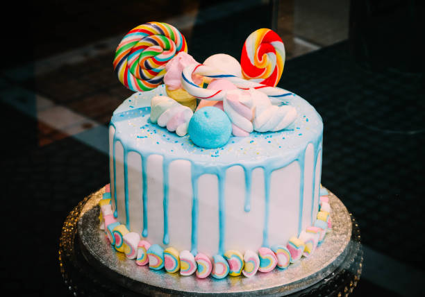 Amazing birthday cake, bakery showcase.  happy birthday in danish stock pictures, royalty-free photos & images