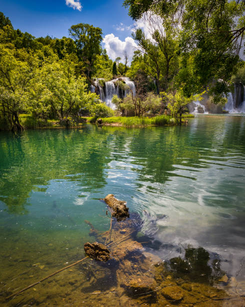 Amazing cascades of Kravica Waterfall in Bosnia stock photo