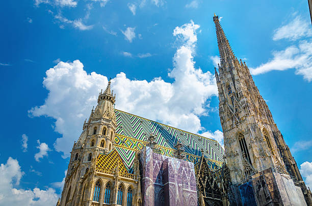 Amazing colorful St. Stephen's Cathedral of Vienna stock photo