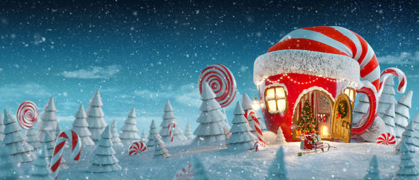 amazing fairy house - christmas magic imagens e fotografias de stock