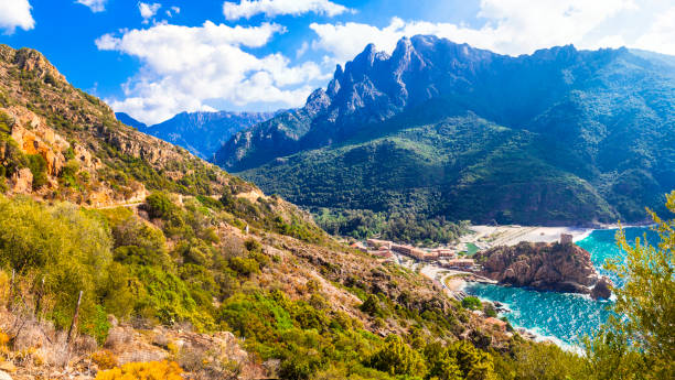 amazing landscapes of Corsica Island beautiful Corsica island. Sea and mountains. France corsica stock pictures, royalty-free photos & images