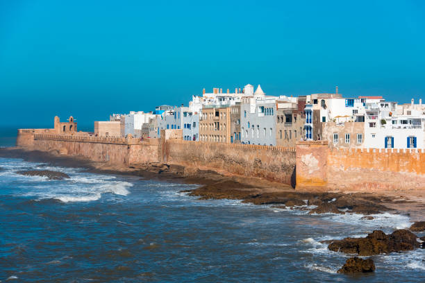 Amazing panoramic view of Essaouira Ramparts aerial in Essaouira, Morocco. Amazing panoramic view of Essaouira Ramparts aerial in Essaouira, Morocco. fez morocco stock pictures, royalty-free photos & images