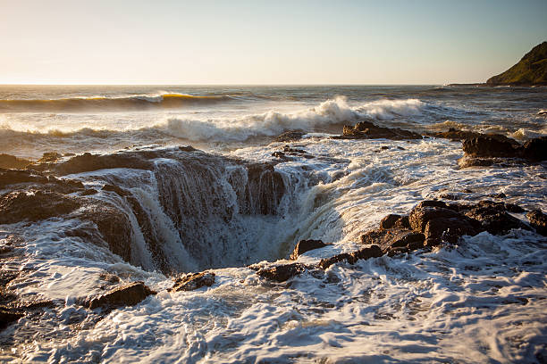 Amazing rock formation along the Oregon coast stock photo
