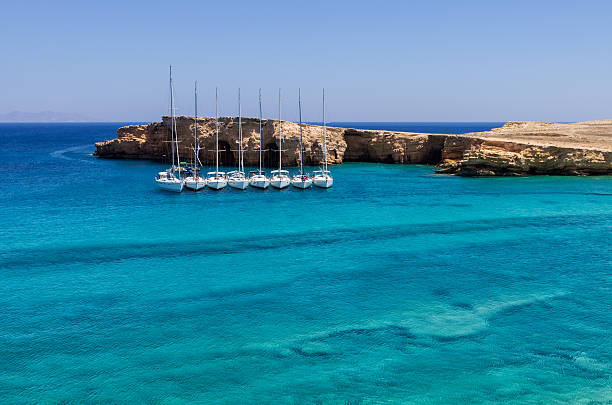 Amazing scenery in Ano Koufonisi island, Cyclades, Greece stock photo