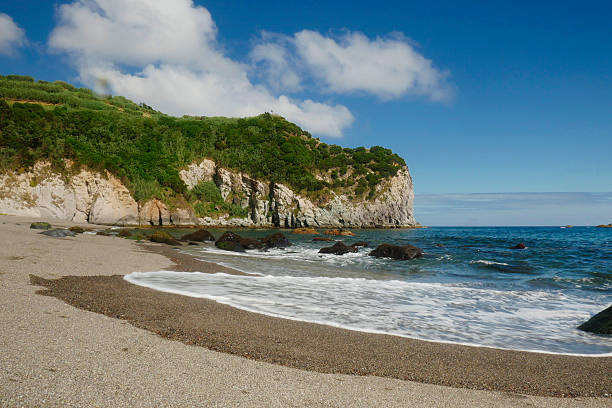 amazing  sea landscape Moinhos beach Porto Formoso Azores island Portugal stock photo