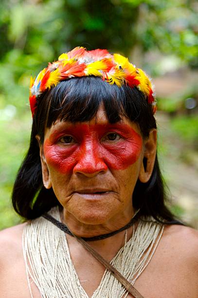 Amazon indian woman Amazon indian woman portrait, Ecuador rain forest beautiful peruvian women stock pictures, royalty-free photos & images