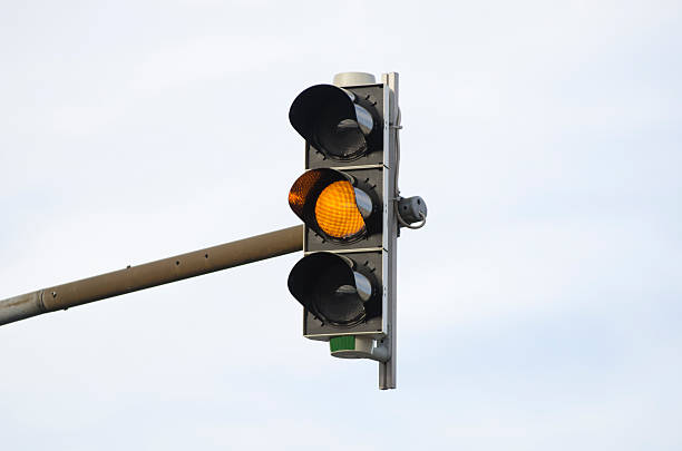 Amber traffic light stock photo