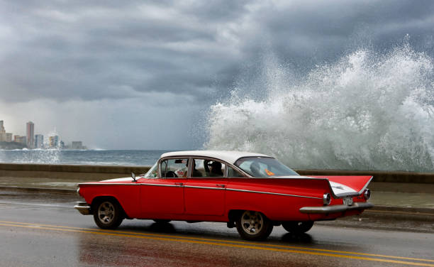 American classic cars on the street in Havana stock photo