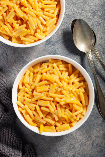 American creamy macaroni and cheese pasta stock photo