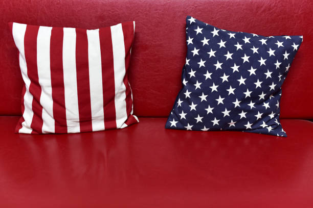 American flag design pillow. USA Flag Throw Pillow. Patriotic concept stock photo