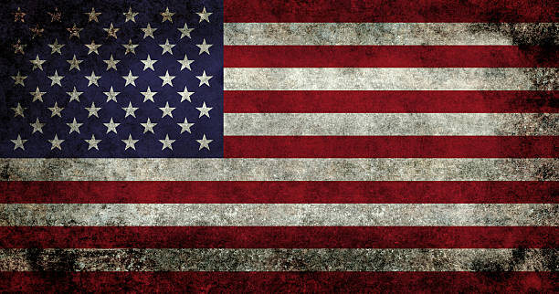 American flag with super grunge texture USA flag with vintage retro style distressed patina distressed american flag stock pictures, royalty-free photos & images