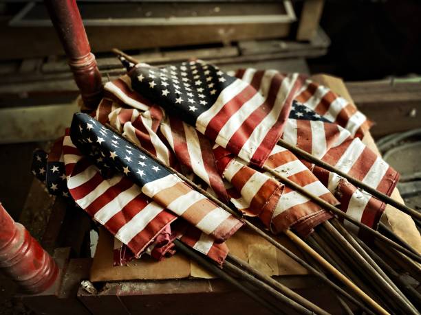 American Flags Found in the Attic stock photo