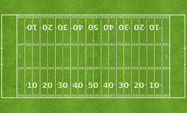 American football field with line markers stock photo