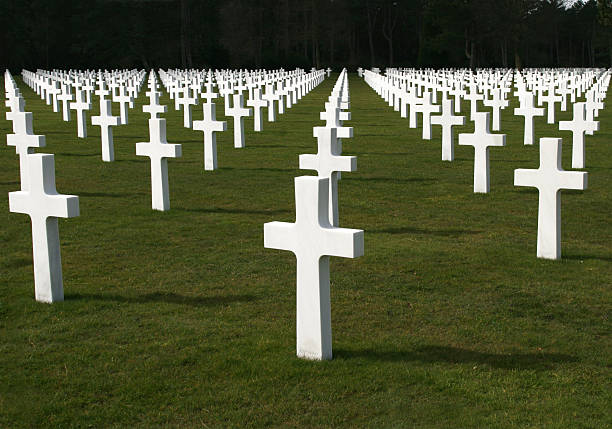 american soldiers cemetery near normandy, france. - colleville 個照片及圖片檔