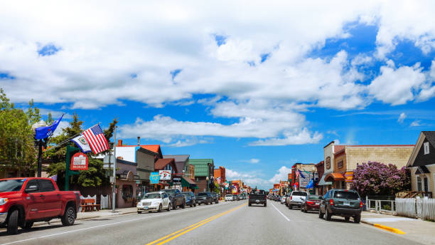 American town - Red Lodge, Montana stock photo