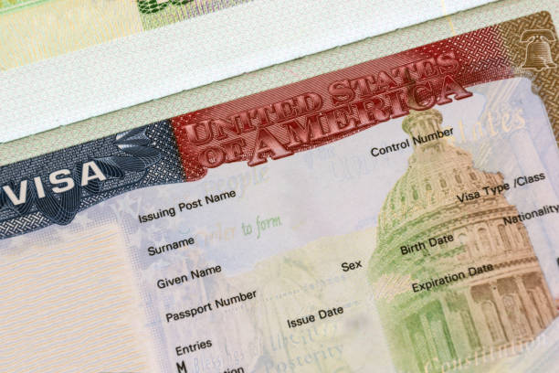 American visa in passport closeup. Travel concept passport stamp stock pictures, royalty-free photos & images