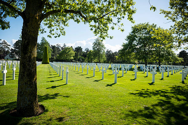 cementerio de guerra americanos-colleville, la sala normandy, francia - colleville fotografías e imágenes de stock