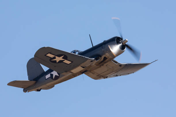 American WWII fighter plane (Vought F4U Corsair ) American WWII fighter plane (Vought F4U Corsair ) ww2 american fighter planes stock pictures, royalty-free photos & images