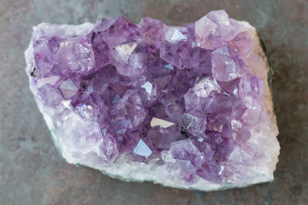 Amethyst crystal cluster stock photo