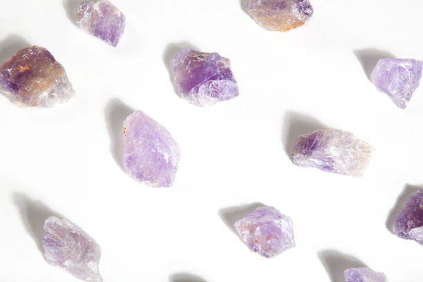amethyst lined up stock photo