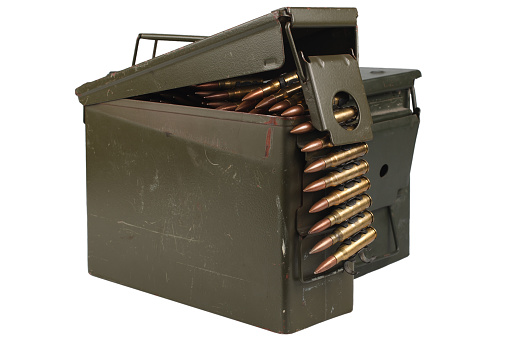 Ammo Can With Ammo And Ammunition Belt Stock Photo Download
